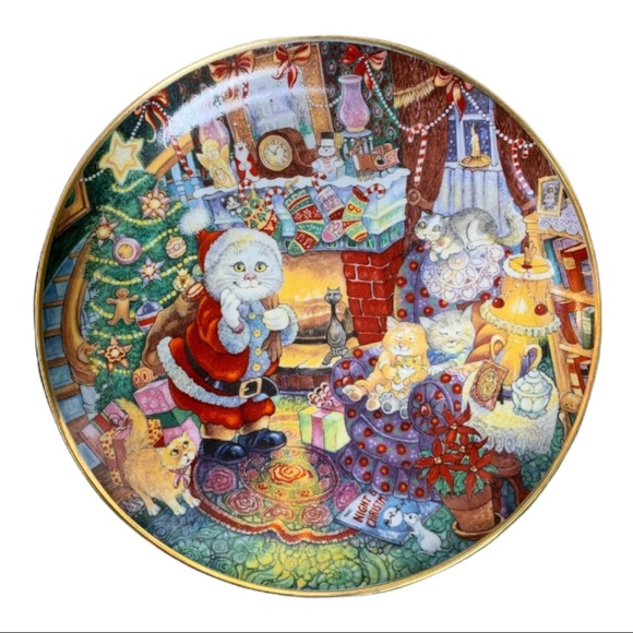 Cat Lady Franklin Mint “Not a Creature was Purring” Collectible Christmas Plate - Picture 1 of 9